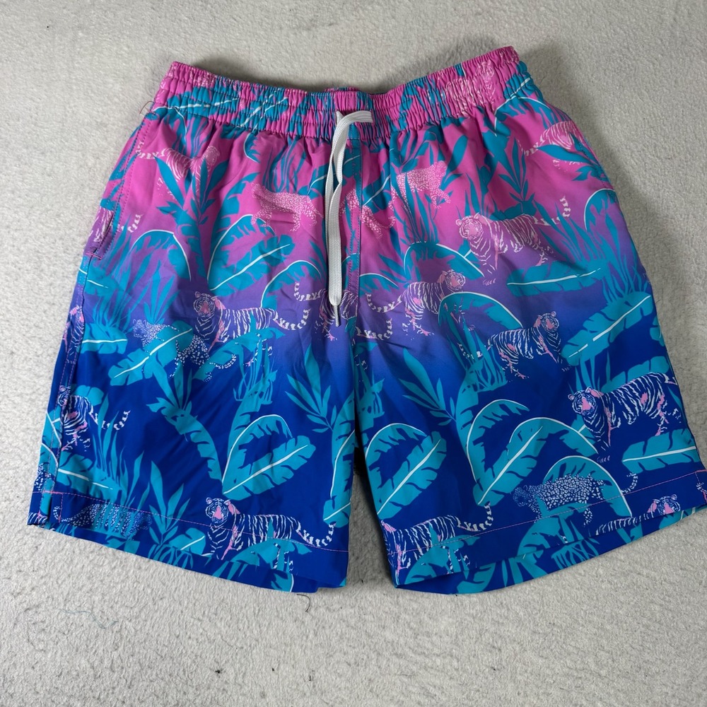Chubbies Swim Trunks Mens Small Pink Blue Tiger Leopard Print 7" Inseam Exc